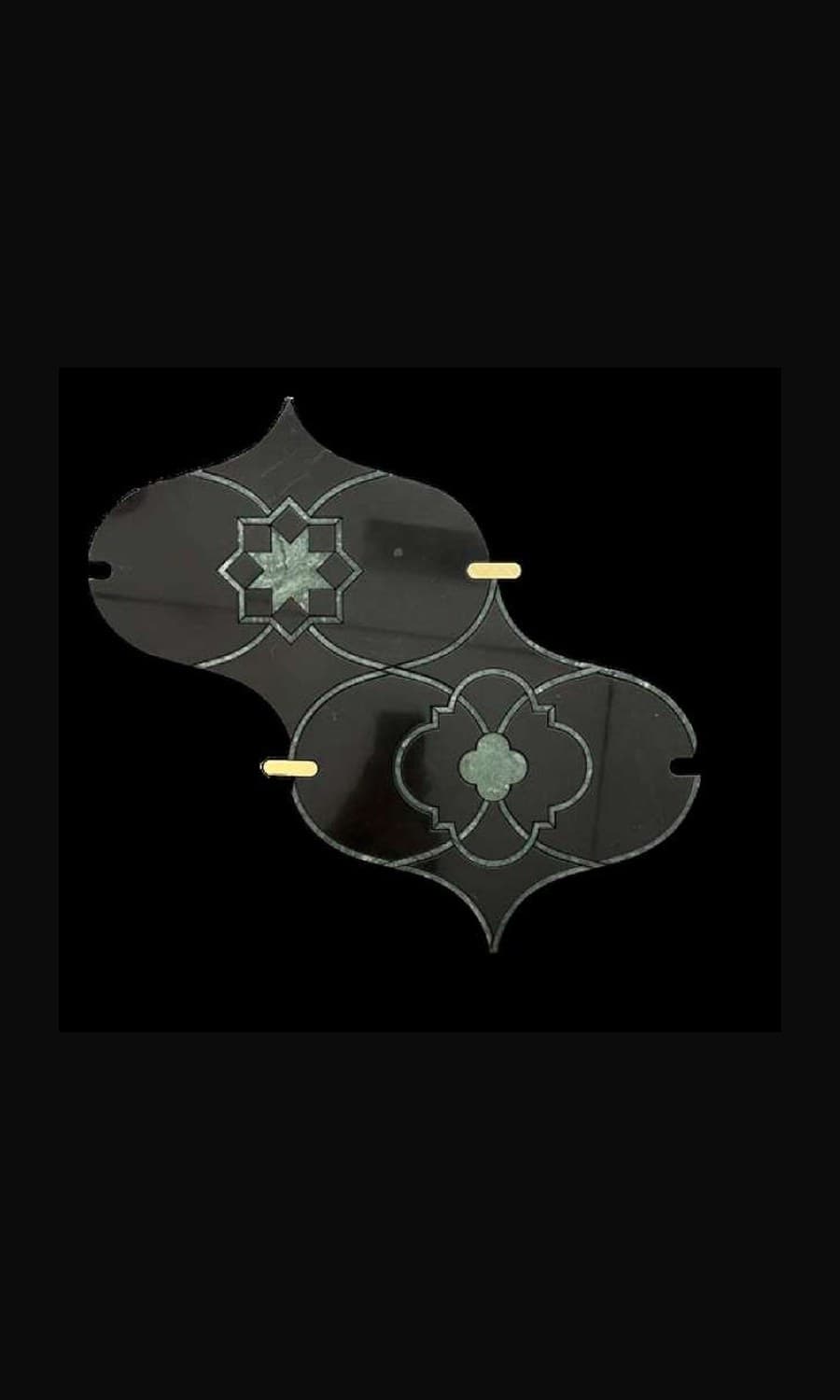 Mosaica · Arabesque Noir — Waterjet Marble & Brass, Polished Mosaic finish