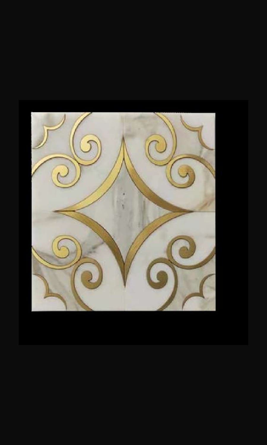 Mosaica · Calacatta Scroll — Calacatta Marble & Brass, Polished Mosaic finish