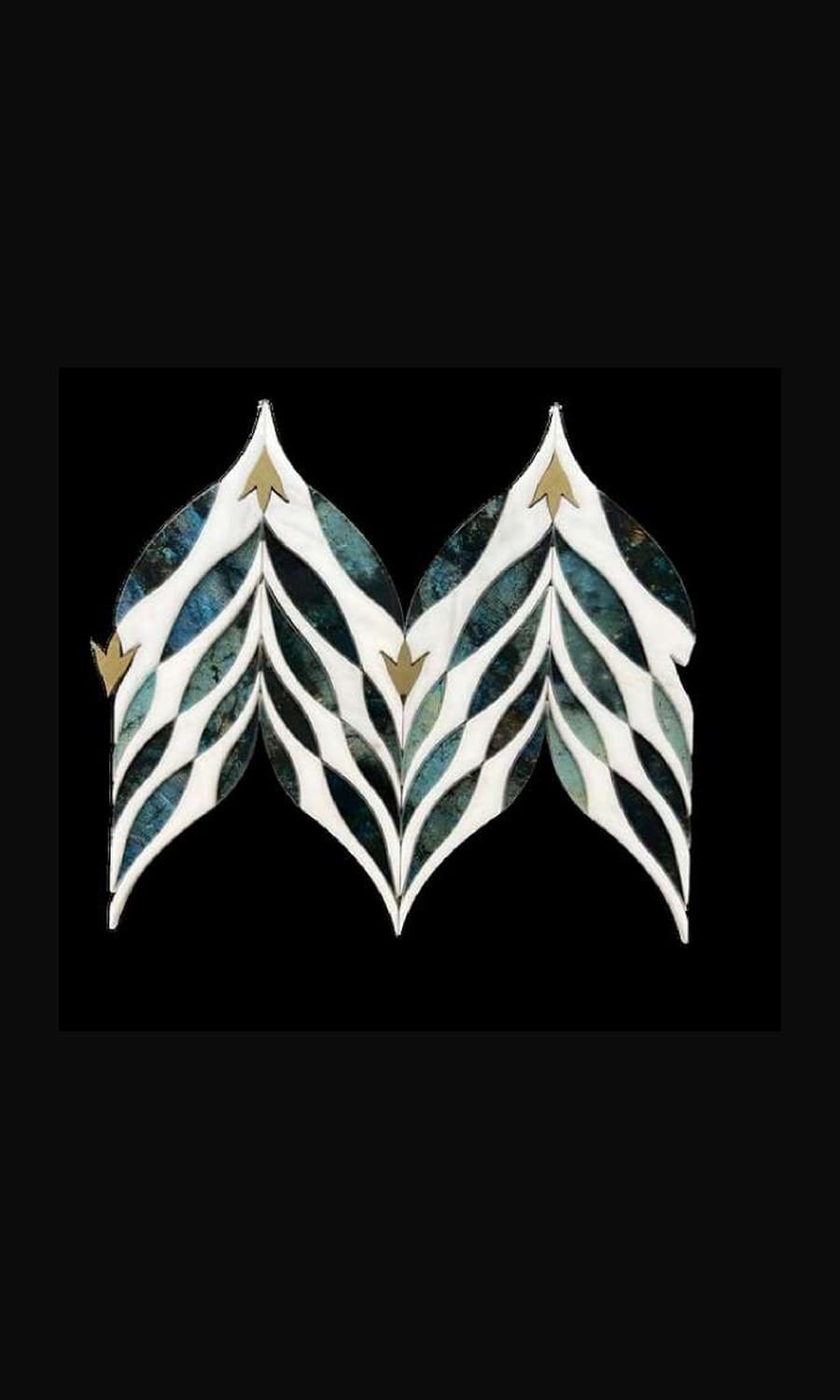 Mosaica · Leaf Chevron — Waterjet Marble & Brass, Polished Mosaic finish